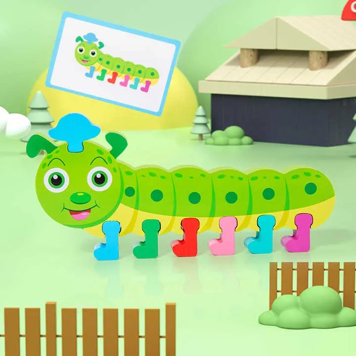 لعبة تعليمية خشبية للأطفال لعبة تربيلر بطاقة التعرف على الألوان مطابقة لعبة تعليمية Wooden Educational Toy for Kids Tribbler Game Color Recognition Card Matching Educational Toy