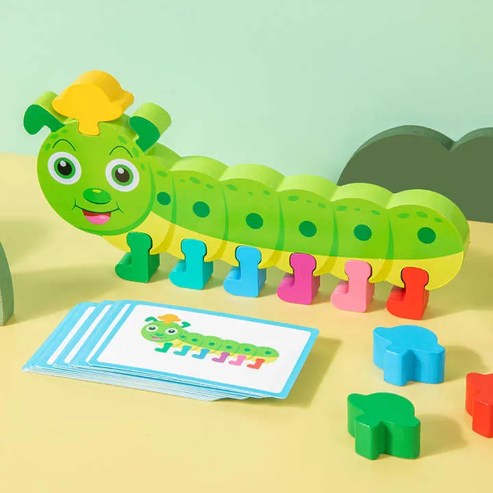 لعبة تعليمية خشبية للأطفال لعبة تربيلر بطاقة التعرف على الألوان مطابقة لعبة تعليمية Wooden Educational Toy for Kids Tribbler Game Color Recognition Card Matching Educational Toy