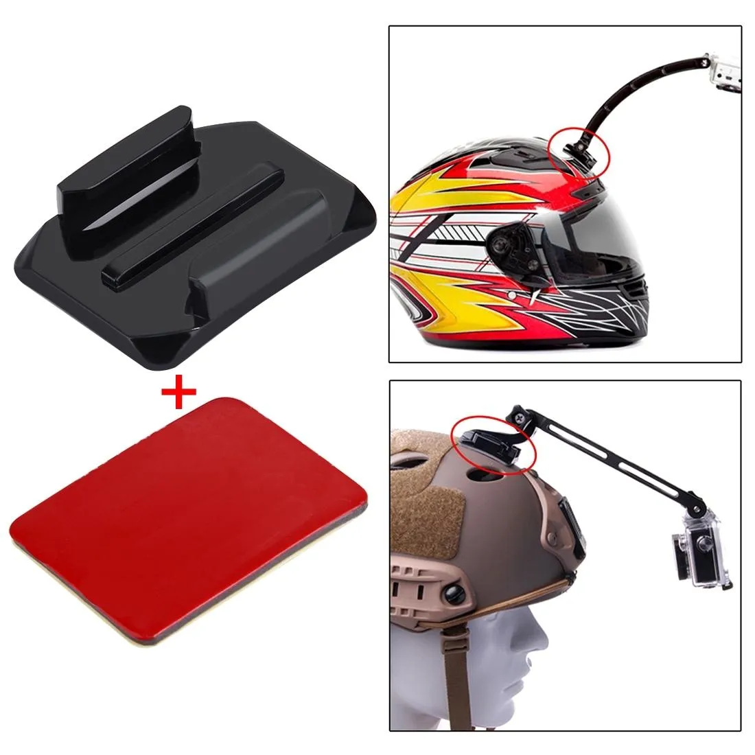 2 Curved Surface Mounts   Adhesive Stickers for Action Cameras - Jaws Flex Clamp Mount