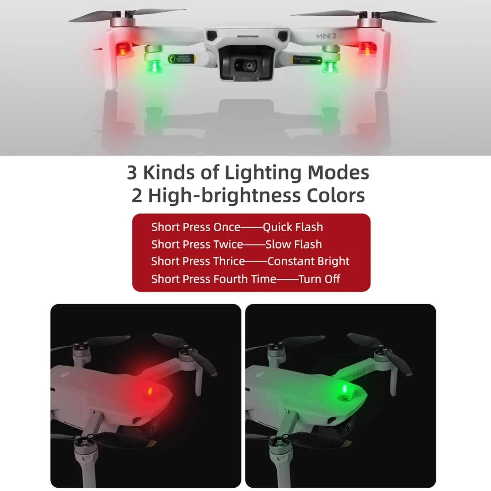 2 Night Strobe Led Light for Dji Mavic 2 Mini / Air 2 Fpv - 2 Pack