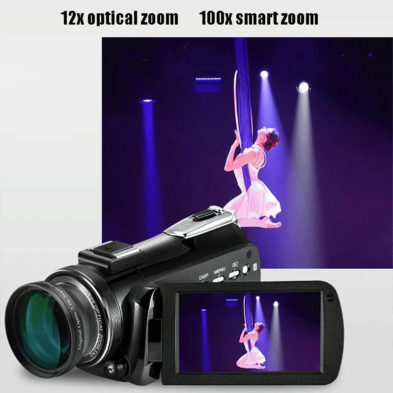 Ac5 4K Hd Night Vision Wifi 12X Optical Zoom Digital Video Dv Camera Camcorder - Standard & Microphone & Handheld Stand Black