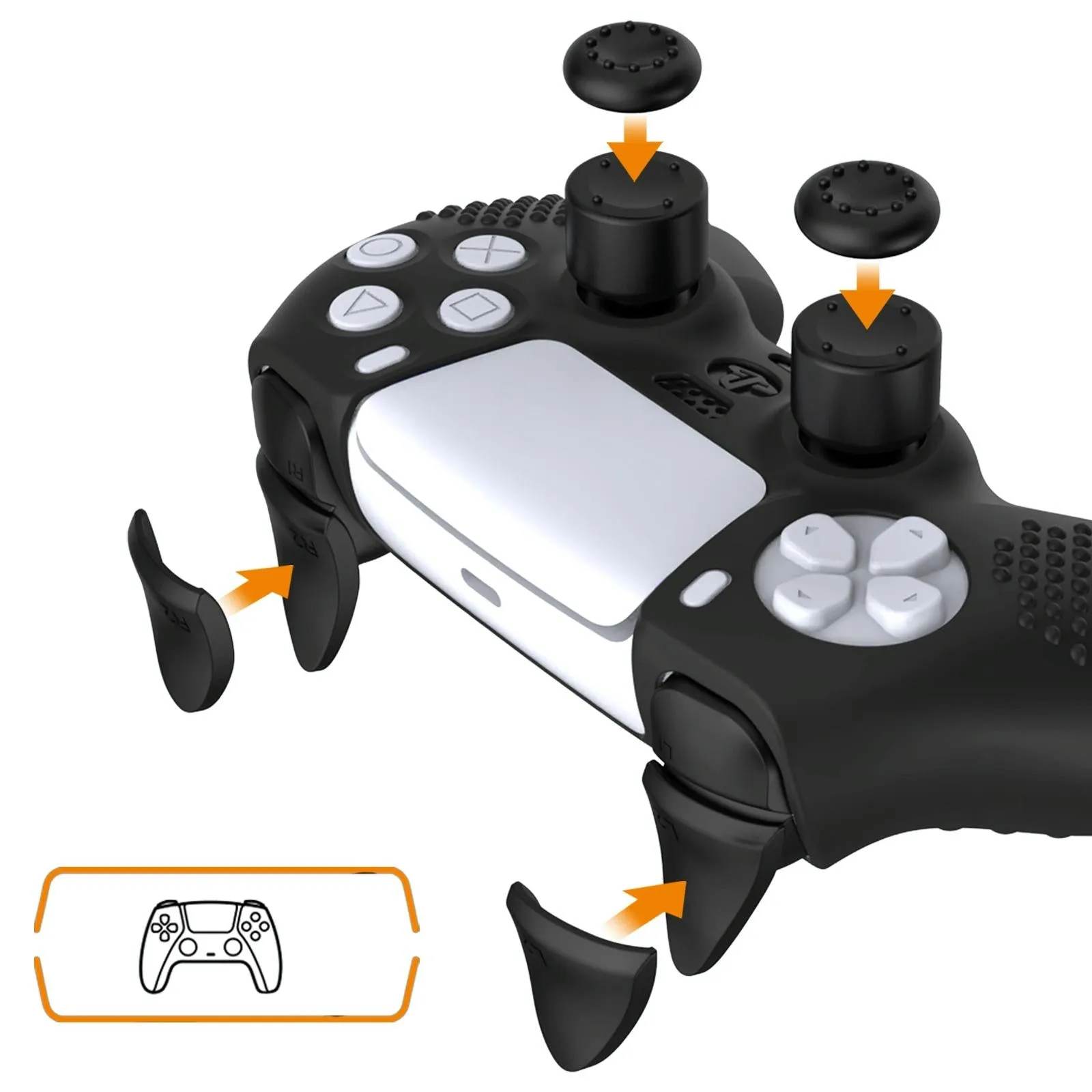 Black Polka Dot Silicone Joystick Cover for Ps5 Controller