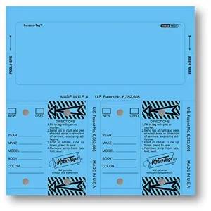 Control Tags with Matching Consecutive Number - Clear Plastic-Backed Window Stock Sticker - Includes Self-Protecting Key Tags - 6" × 6" Size - Automotive Tracking Accessory