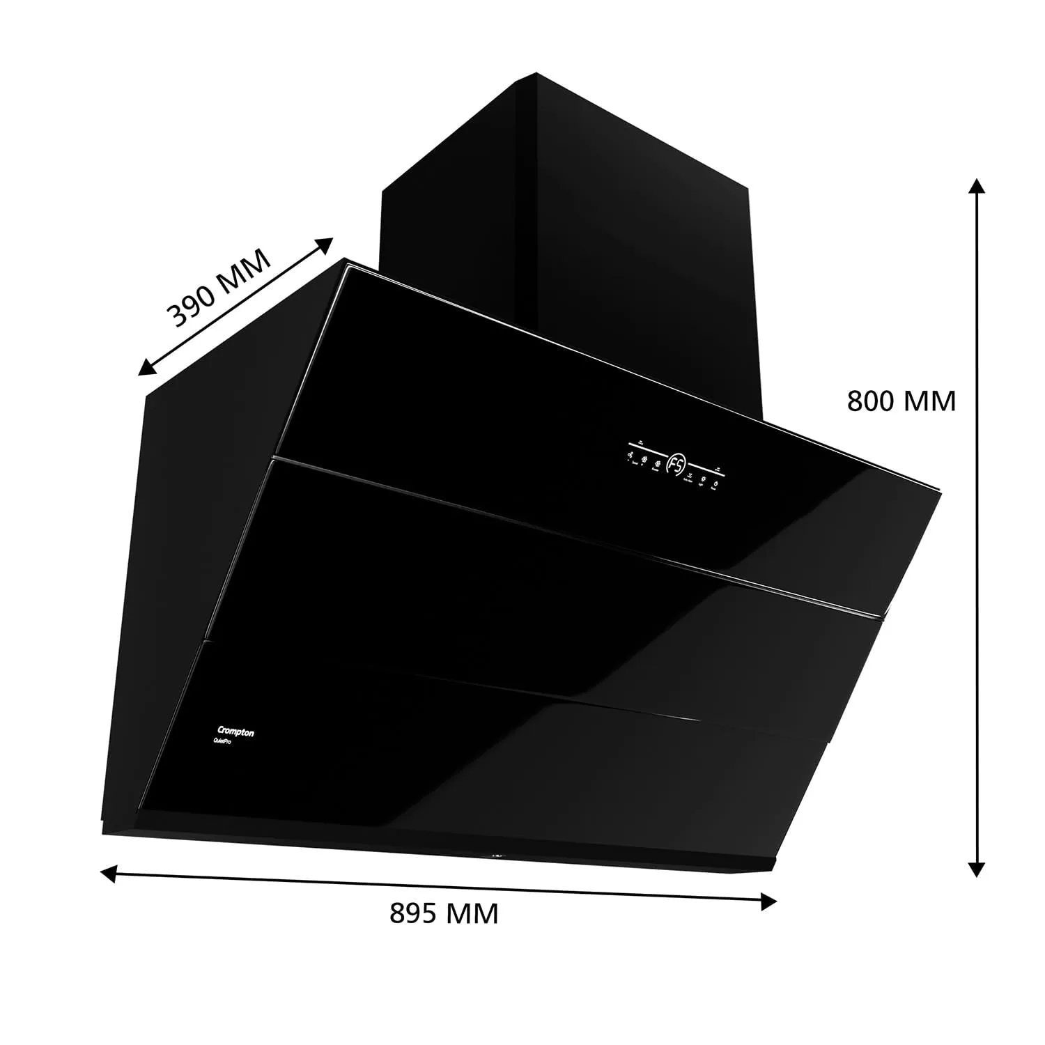 Crompton CHD-QPVI90FLE-MBL QuietPro Inverter Motor Inclined 90cm Filter less Auto Clean Wall Mounted Chimney Black 1710 CMH