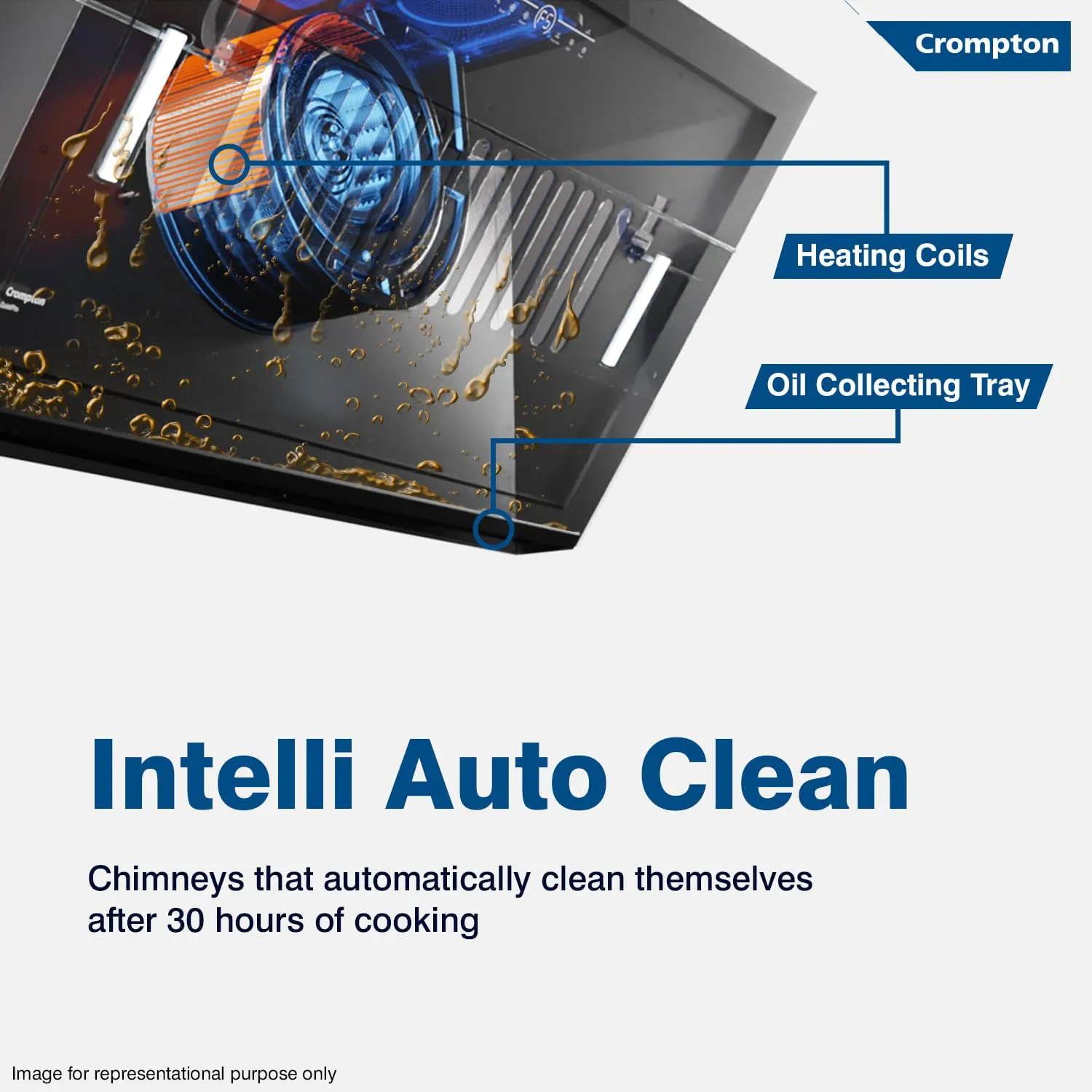 Crompton CHD-QPVI90FLE-MBL QuietPro Inverter Motor Inclined 90cm Filter less Auto Clean Wall Mounted Chimney Black 1710 CMH