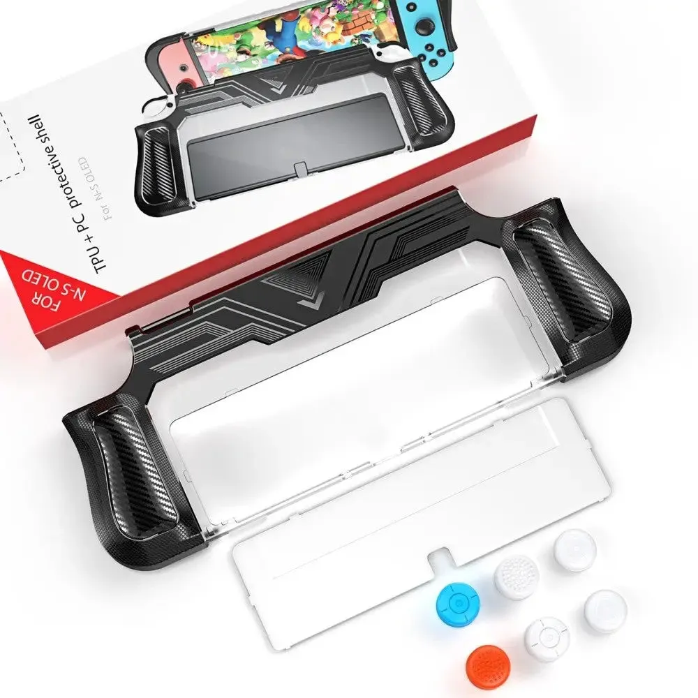 Dockable Case Compatible with Nintendo Switch Oled with Game Card Slots and 6 Pcs Thumb Grips