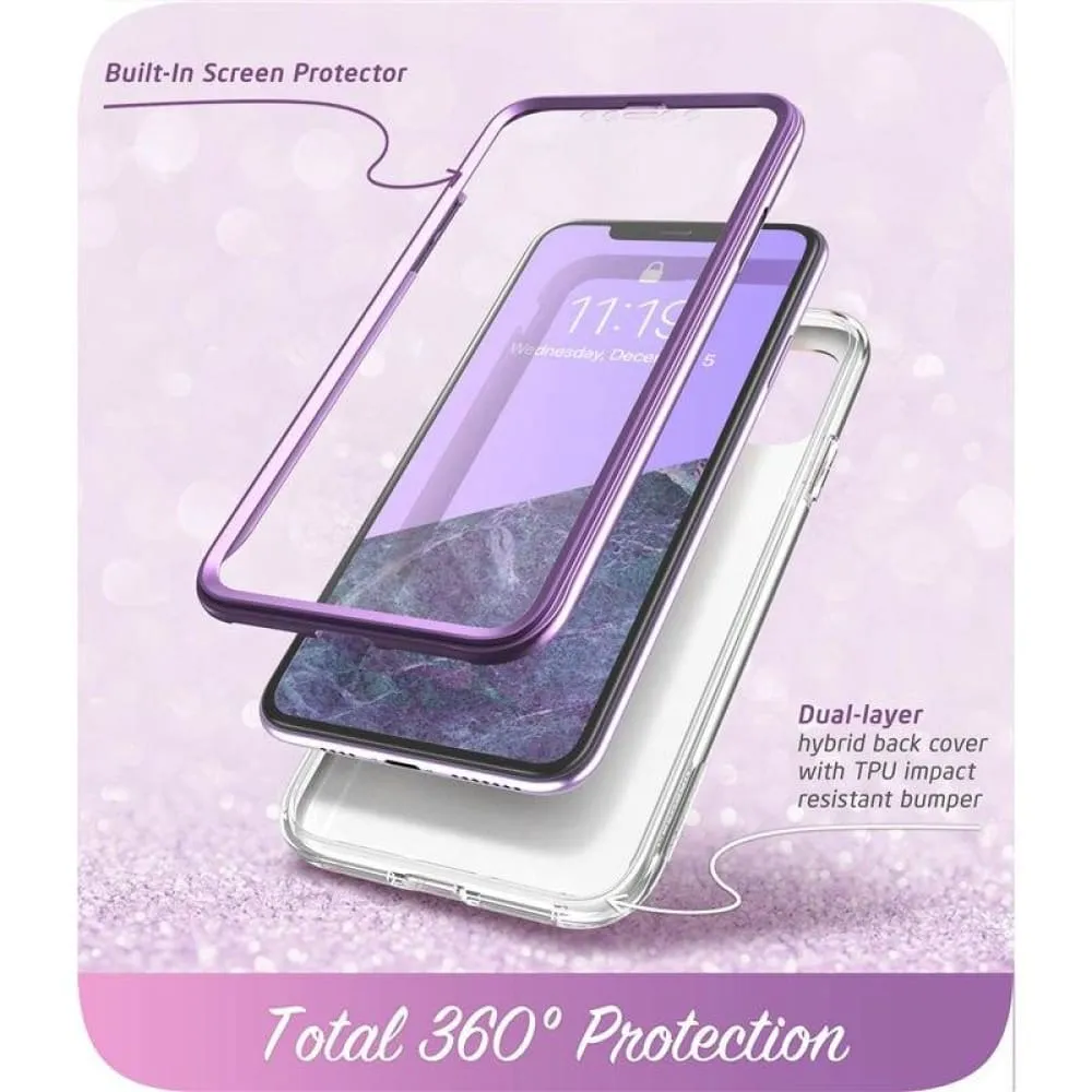For Iphone 11 Case with Built-in Screen Protector Cosmo Full Glitter Marble Bumper