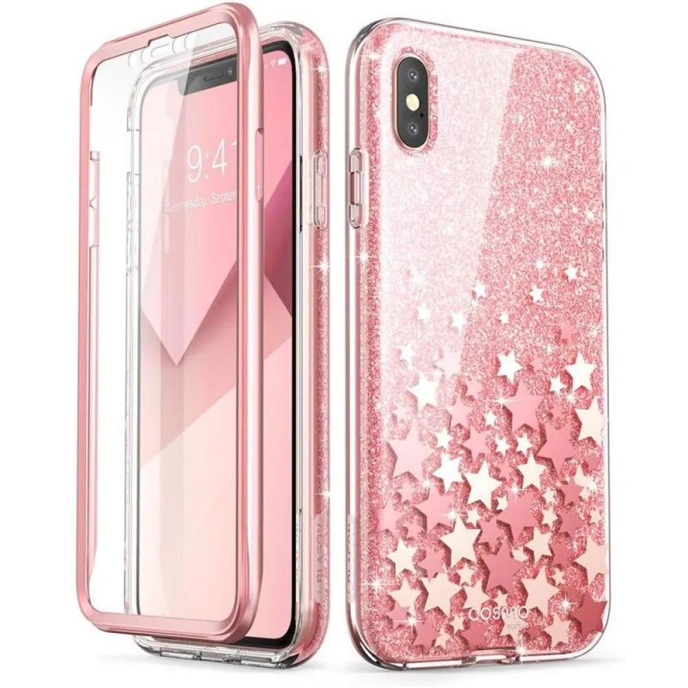 For Iphone Xs Max Case with Built-in Screen Protector Cosmo Series Glitter Marble