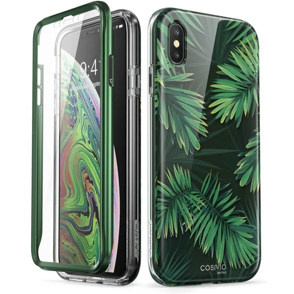 For Iphone Xs Max Case with Built-in Screen Protector Cosmo Series Glitter Marble