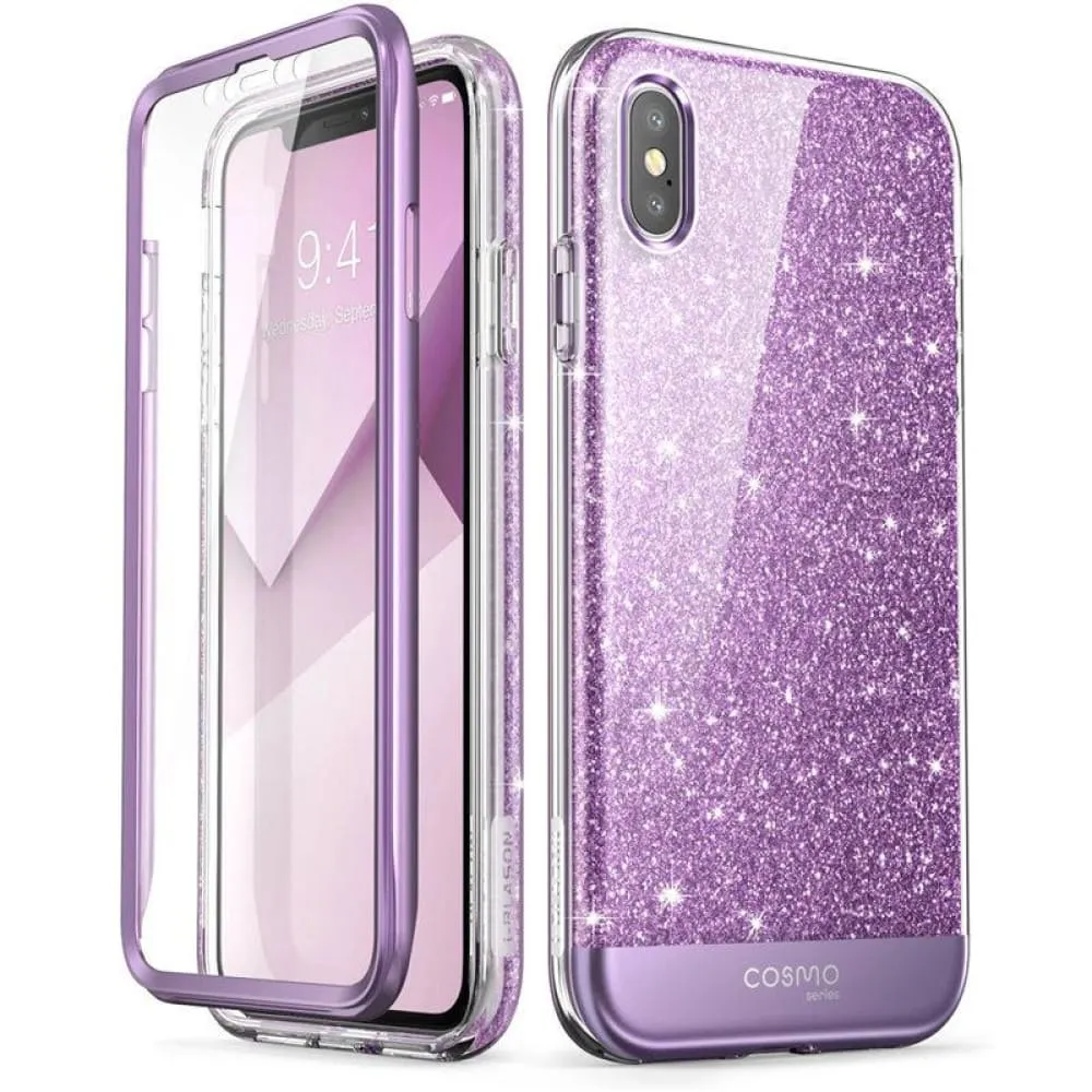 For Iphone Xs Max Case with Built-in Screen Protector Cosmo Series Glitter Marble