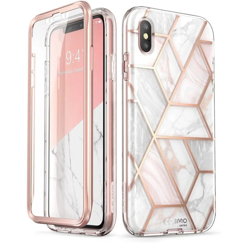 For Iphone Xs Max Case with Built-in Screen Protector Cosmo Series Glitter Marble