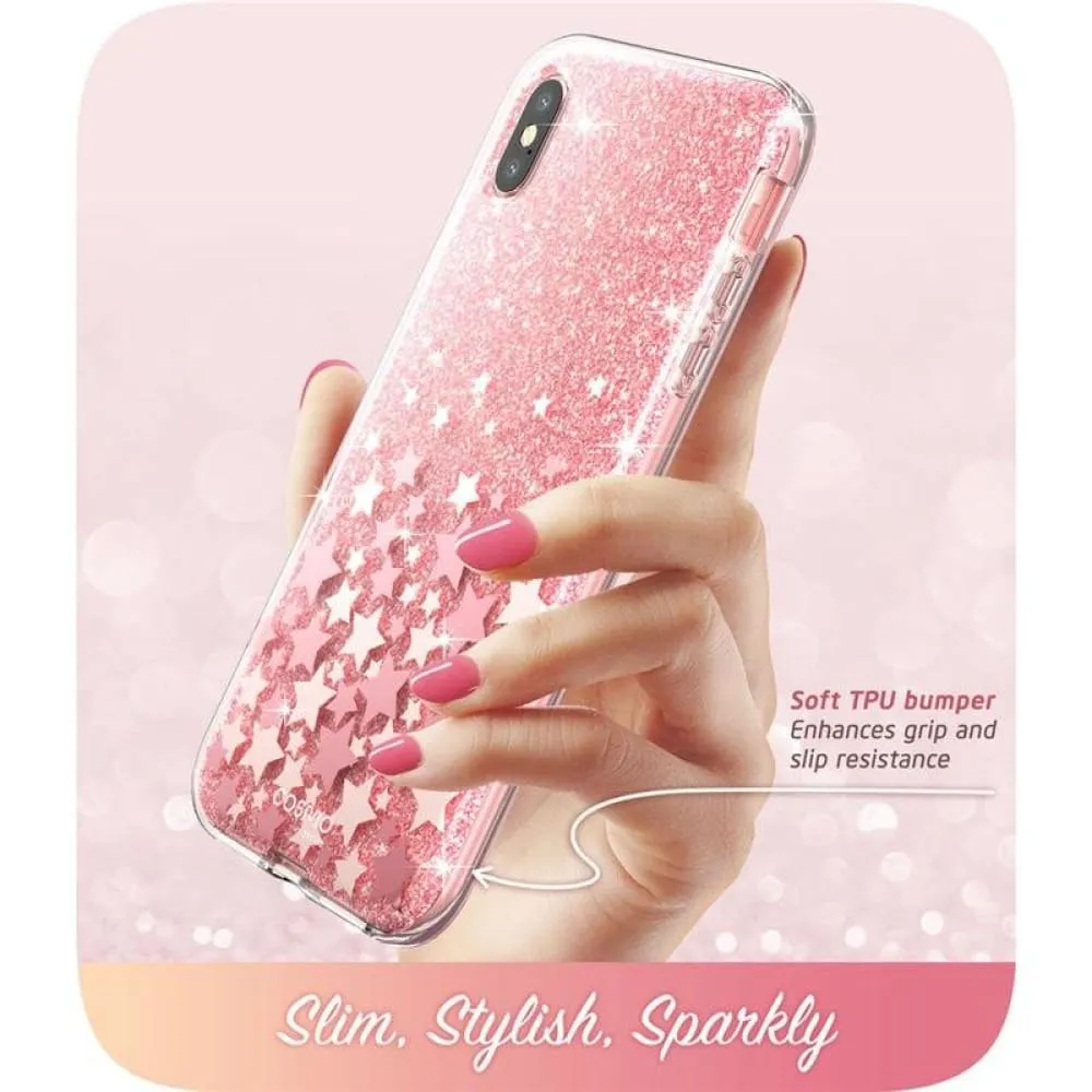 For Iphone Xs Max Case with Built-in Screen Protector Cosmo Series Glitter Marble
