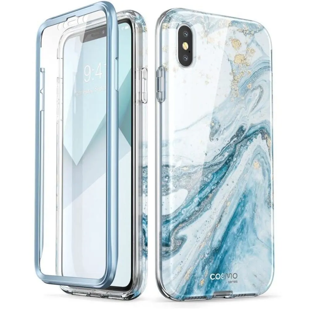 For Iphone Xs Max Case with Built-in Screen Protector Cosmo Series Glitter Marble