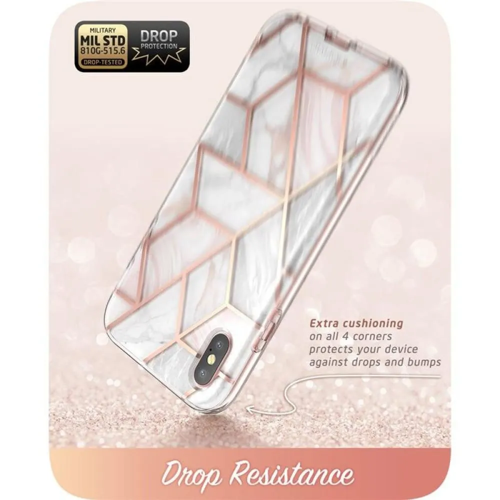 For Iphone Xs Max Case with Built-in Screen Protector Cosmo Series Glitter Marble