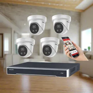 Hikvision CCTV Kit, AcuSense, 4 x 8MP Turret, 8CH NVR with 4TB HDD