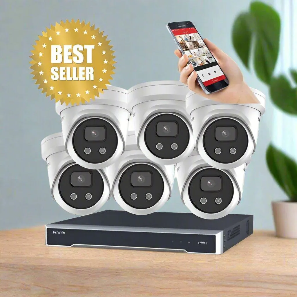 Hikvision CCTV Kit, AcuSense, 6 x 8MP Turret, 8CH NVR with 4TB HDD