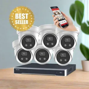 Hikvision CCTV Kit, AcuSense, 6 x 8MP Turret, 8CH NVR with 4TB HDD