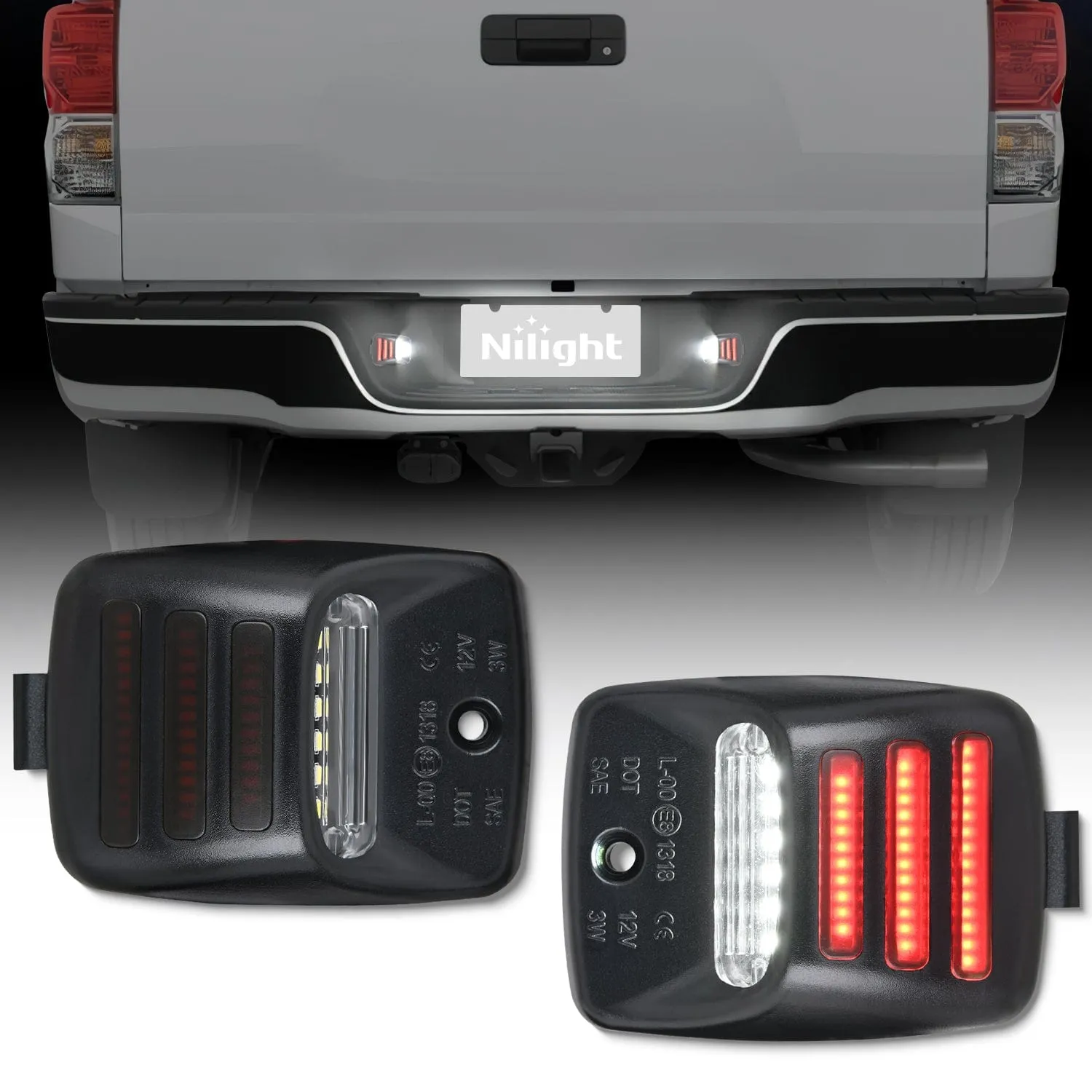 License Plate Lights Compatible with 2005 2006 2007 2008 2009 2010 2011 2012 2013 2014 2015 Toyota Tacoma 2000-2013 Tundra Red Triple OLED Tube 6000K White 2PCS Pack
