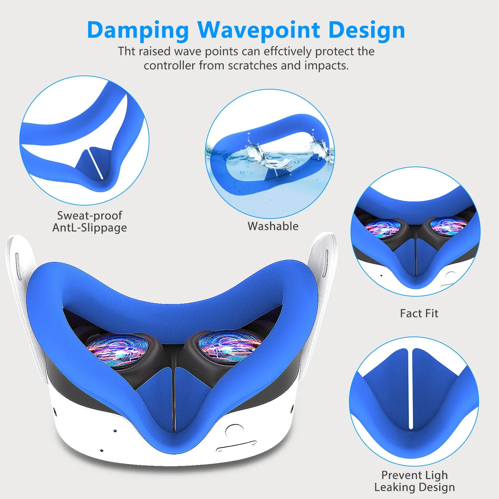 Meta Quest 3 and Quest 3S VR Silicone Protective Cover 7 Pieces Set Hexagon Compatible With Quest 3