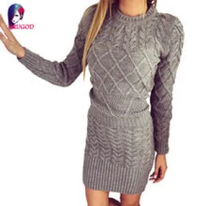 RUGOD Winter 2016 Sweater Dress Women Clothes Long Sleeve