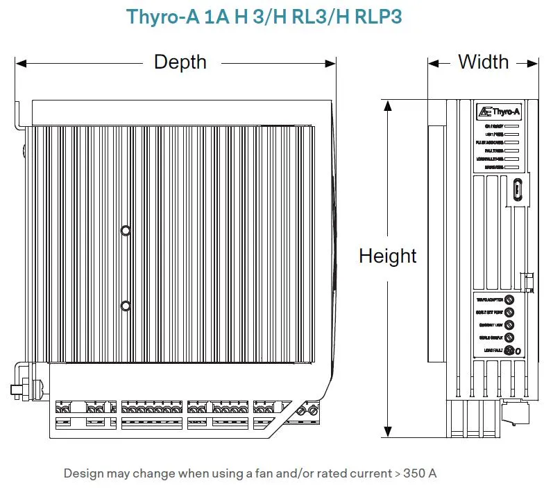 Thyro A 1A Series Single Phase SCR Controller 16 - 1500Amp 230VAC Phase(VAR), Burst(TAKT), Quick TAKT(QTM), VT(on Request), SWITCH Operating Modes