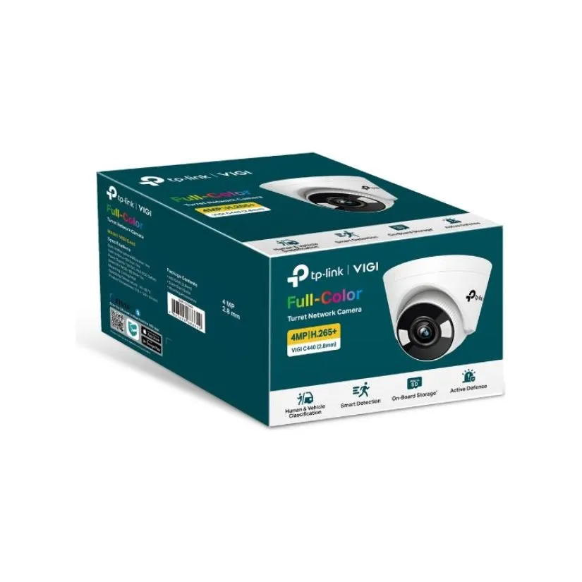 TP-Link VIGI 5MP C450(4mm)  Full-Colour Turret Network Camera, 4mm Lens, Two-Way Audio, Corridor Mode, Smart Detection 3YW