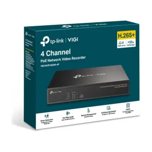 TP-Link VIGI NVR1004H-4P 4 Channel PoE  Network Video Recorder, 24/7 Continuous Recording, 4K HDMI Video Output & 16MP Decoding (HDD Not Included)