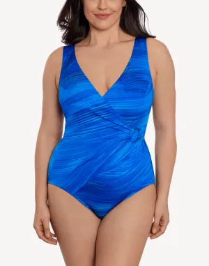 Virtual Wave Ring Surplice One Piece Swimsuit